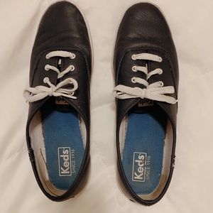 Navy Blue Leather Keds
